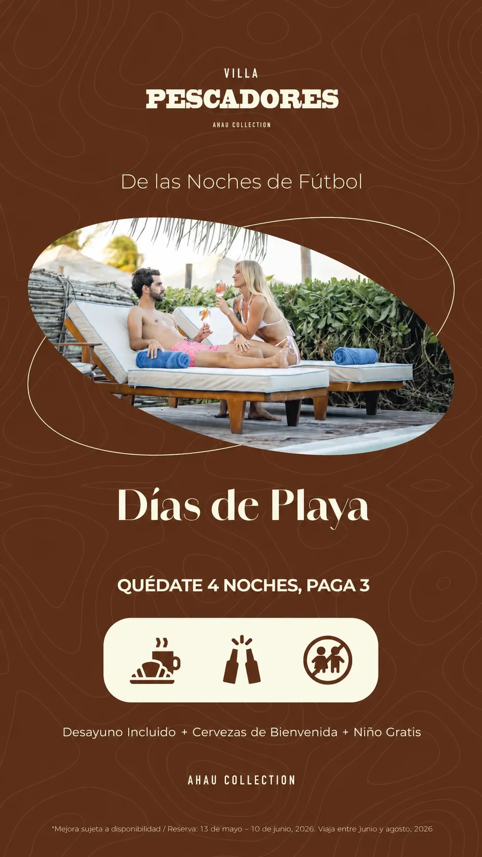 Promoción Villa Pescadores: Días de Playa — quédate 4 noches, paga 3